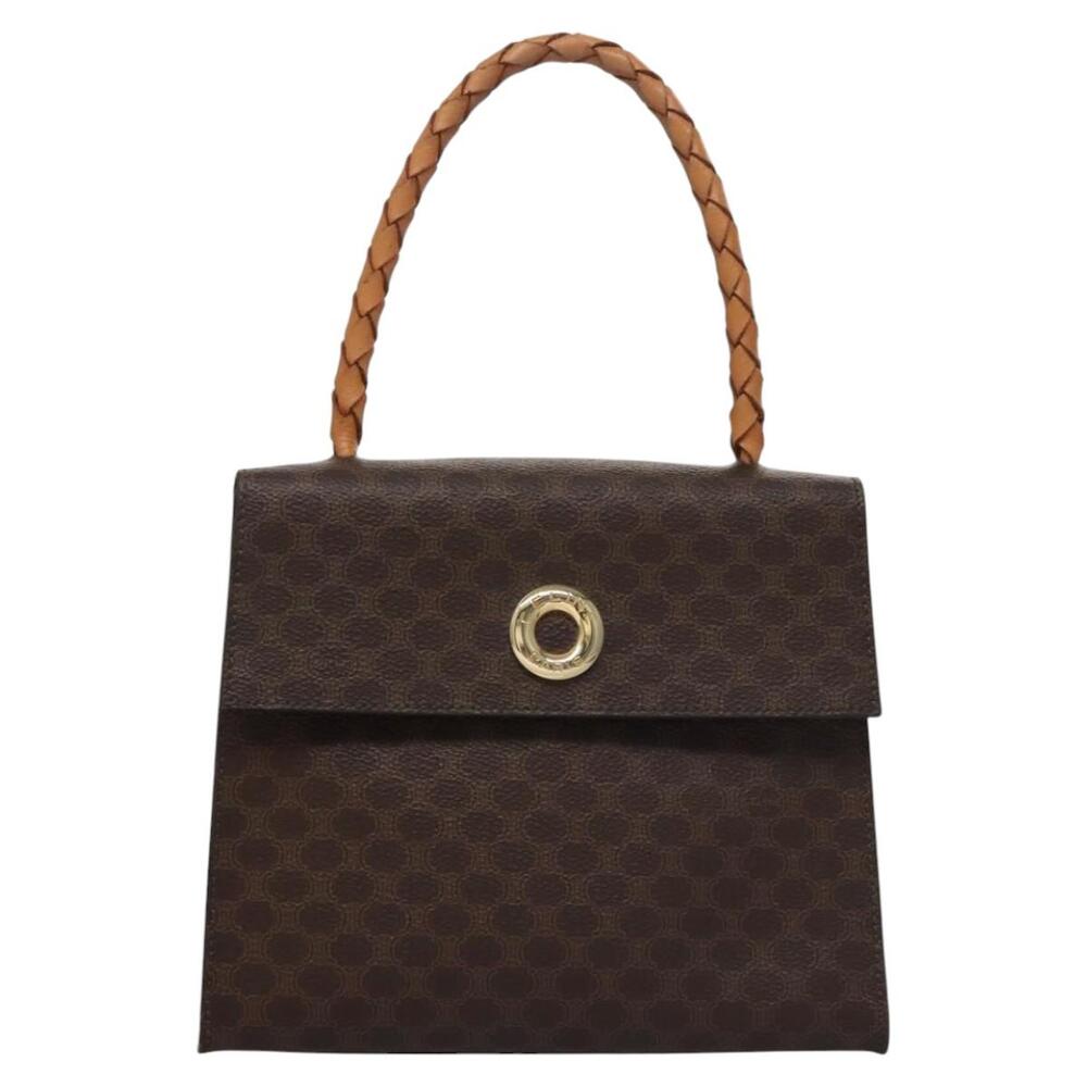CELINE Macadam Canvas Hand Bag Pvc Leather Brown - Picture 2 of 13